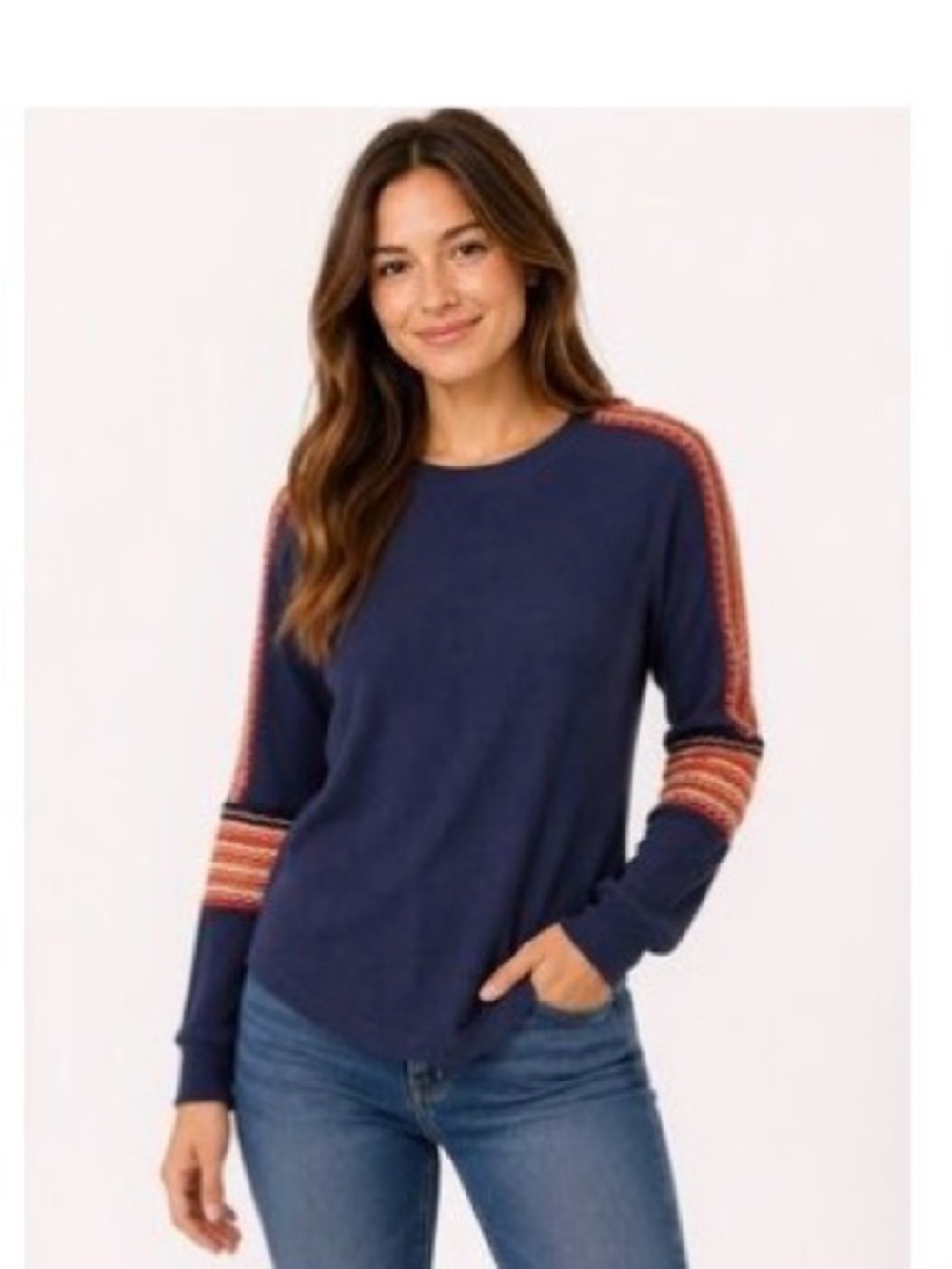 Natural Life Embroidered Thermal Waffle Shirt embroidered Boho Hippie festival